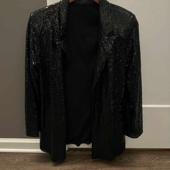 Starlight sequin open front blazer Small/Black - Picture 2 of 3